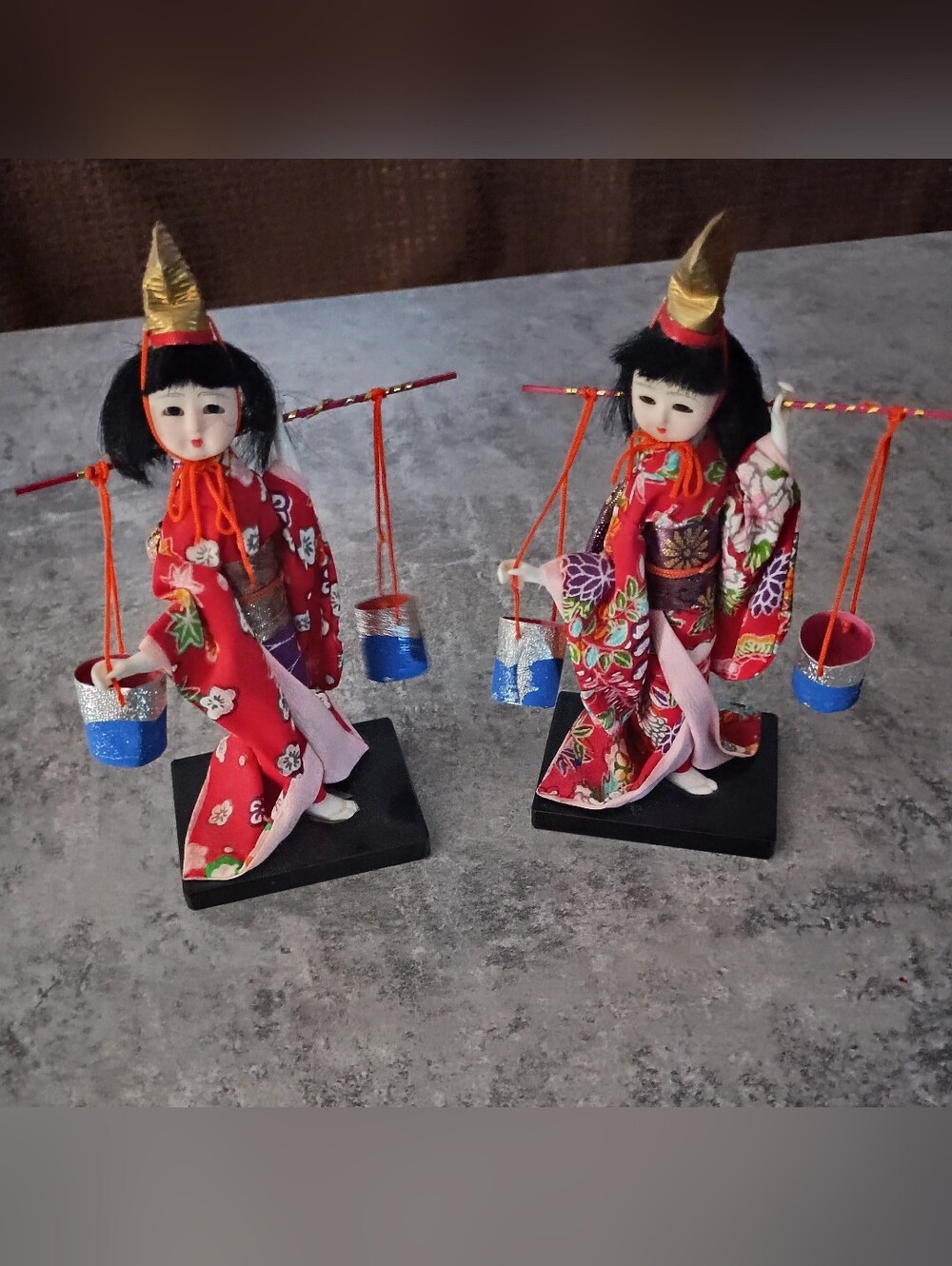 Handcrafted Red Japanese Kimono Dolls - Decorative Home Accent